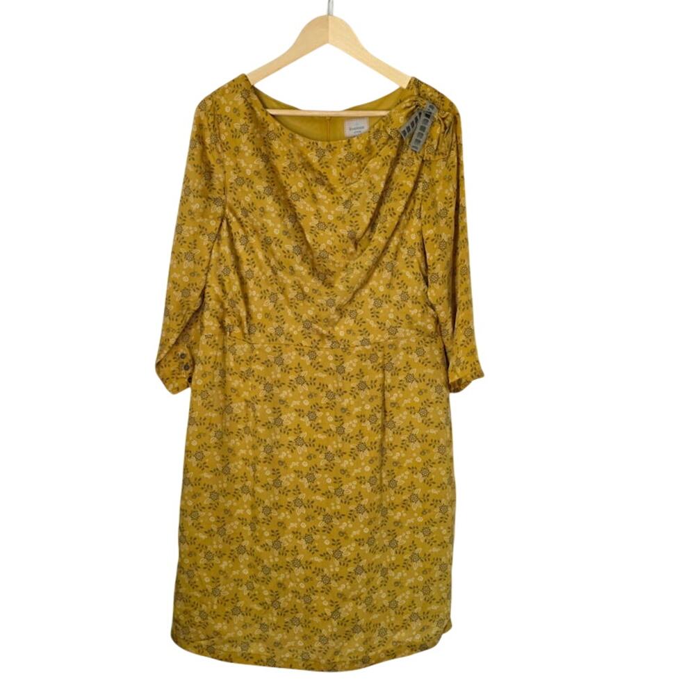 Vintage Riverside RVRSD Secretary Yellow Floral Dress 46 12/14 50's- 60's